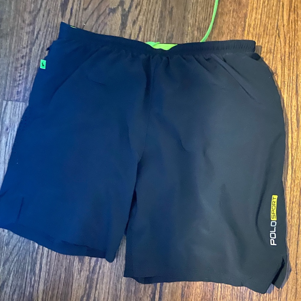 Polo Sport gym shorts with Yellow boxer brief liner